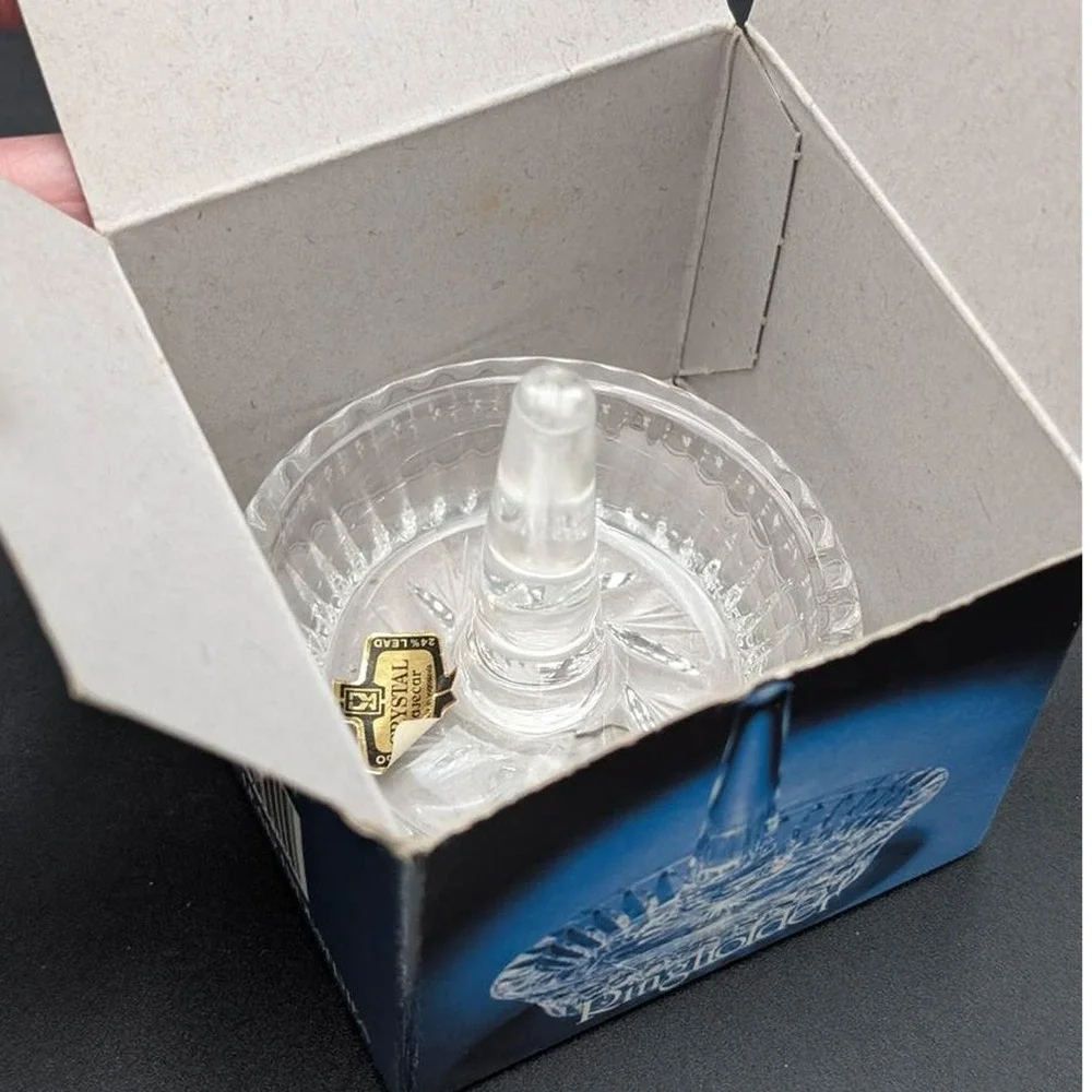 Vtg Forever Crystal Ring Holder Clear Zajecar Glass Original Box Vanity Dresser